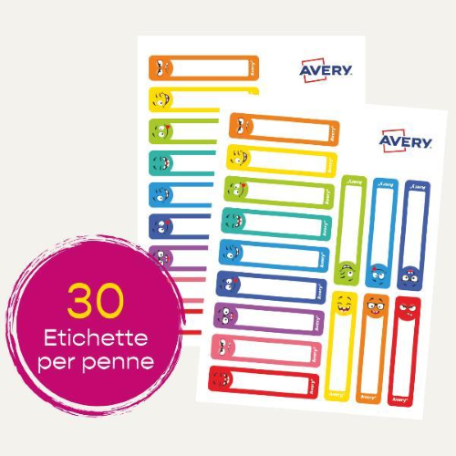AVERY CF15 ETICHETTE PENNE MATITE SMILE